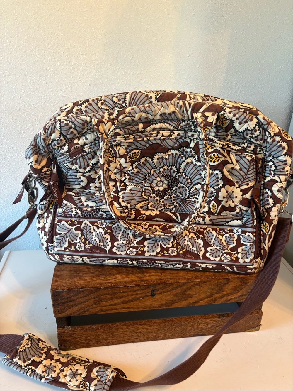 Vera Bradley Java Blue Laptop Computer Tote Bag Retired Shoulder Strap Y2K